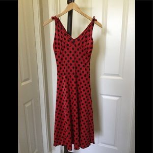 Red & Black Polkadot Midi Dress
